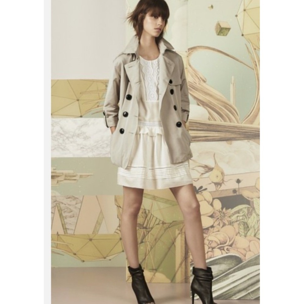 Burberry Brit Drop Waist Dress‎ Womens 10 White Excellent Lace Seersucker Mini
